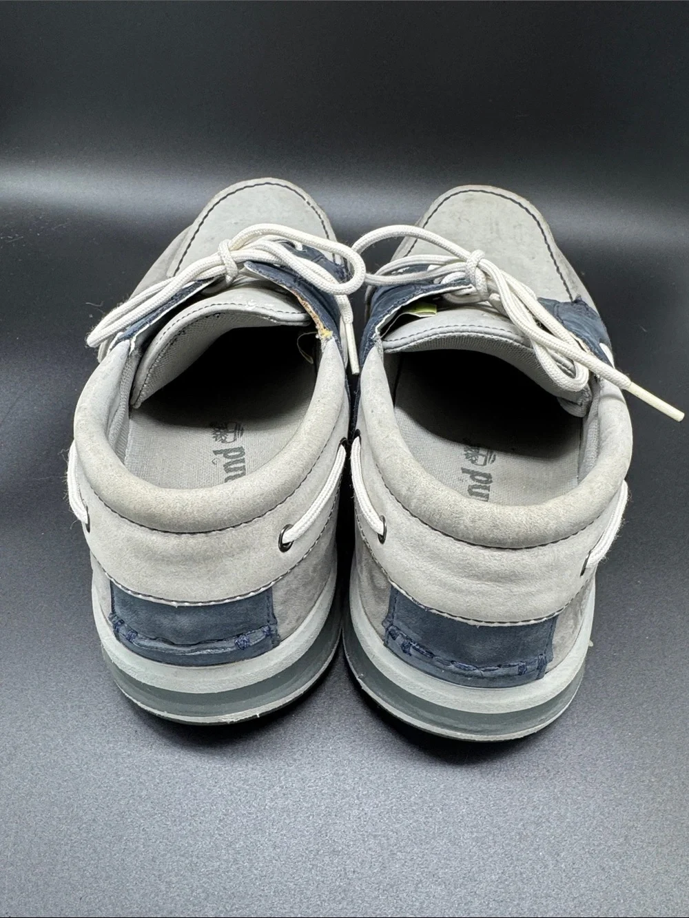 Mens Timberland Gray and Navy Nubuck Boat Shoes Sz 12
